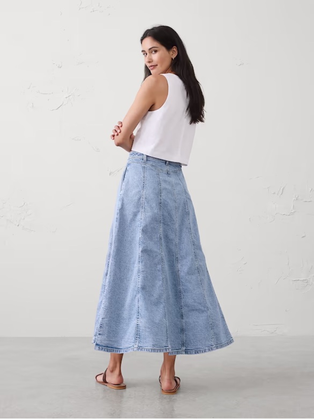 Banana Republic Light Blue A-Line Button-Front Denim Skirt - Picture 3 of 4